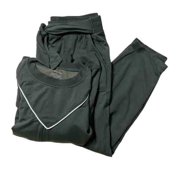 summersalt Sweaters - Summersalt The Softest French Terry Set Olive & White Sand Pullover & Pants